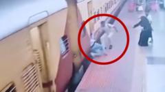 Woman saved after slipping while boarding a moving train
