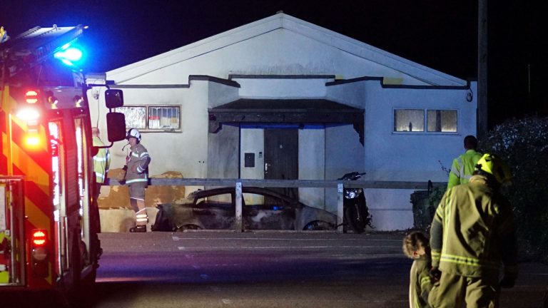 Doorbell footage shows blaze erupt at mosque after suspected arson attack