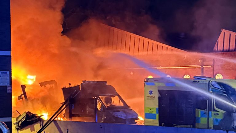 Two men arrested by counter terror police after arson attack on ambulances