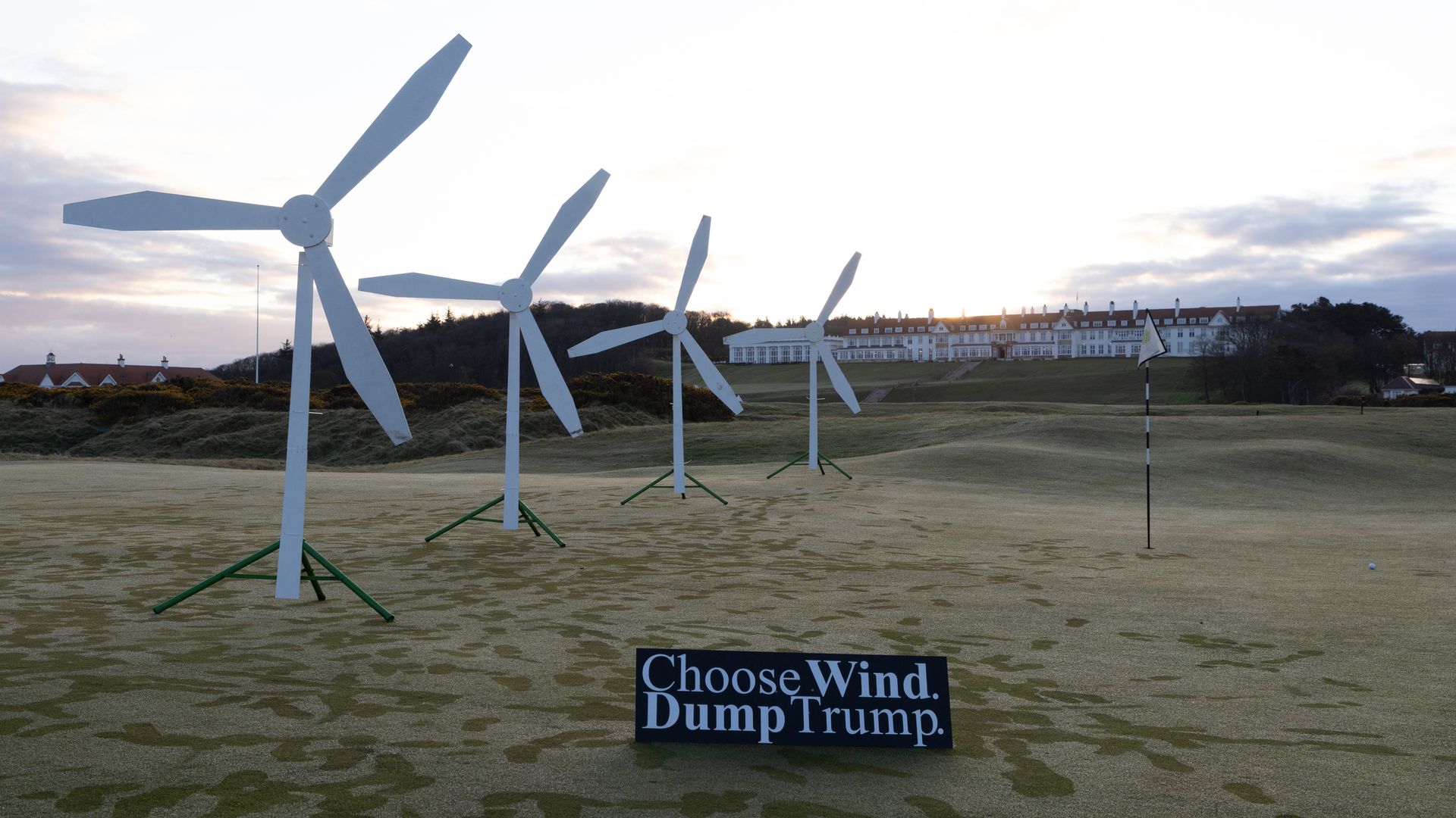 Environmental activists stage demonstration at Trump golf course in UK